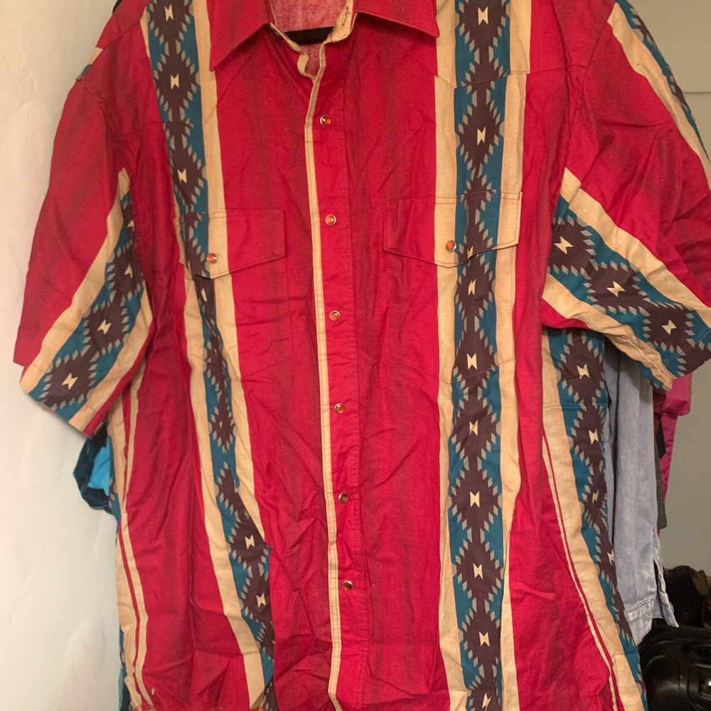 Wrangler Red and Blue Patterned Casual Shirt